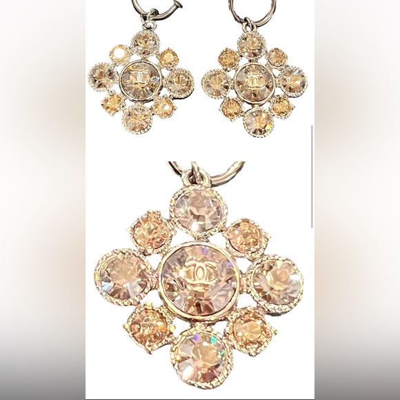 SOLD 🏆CHANEL Rhinestone Floral Drop Earrings 💎 💃With COA (EUC) - Picture 8 of 9